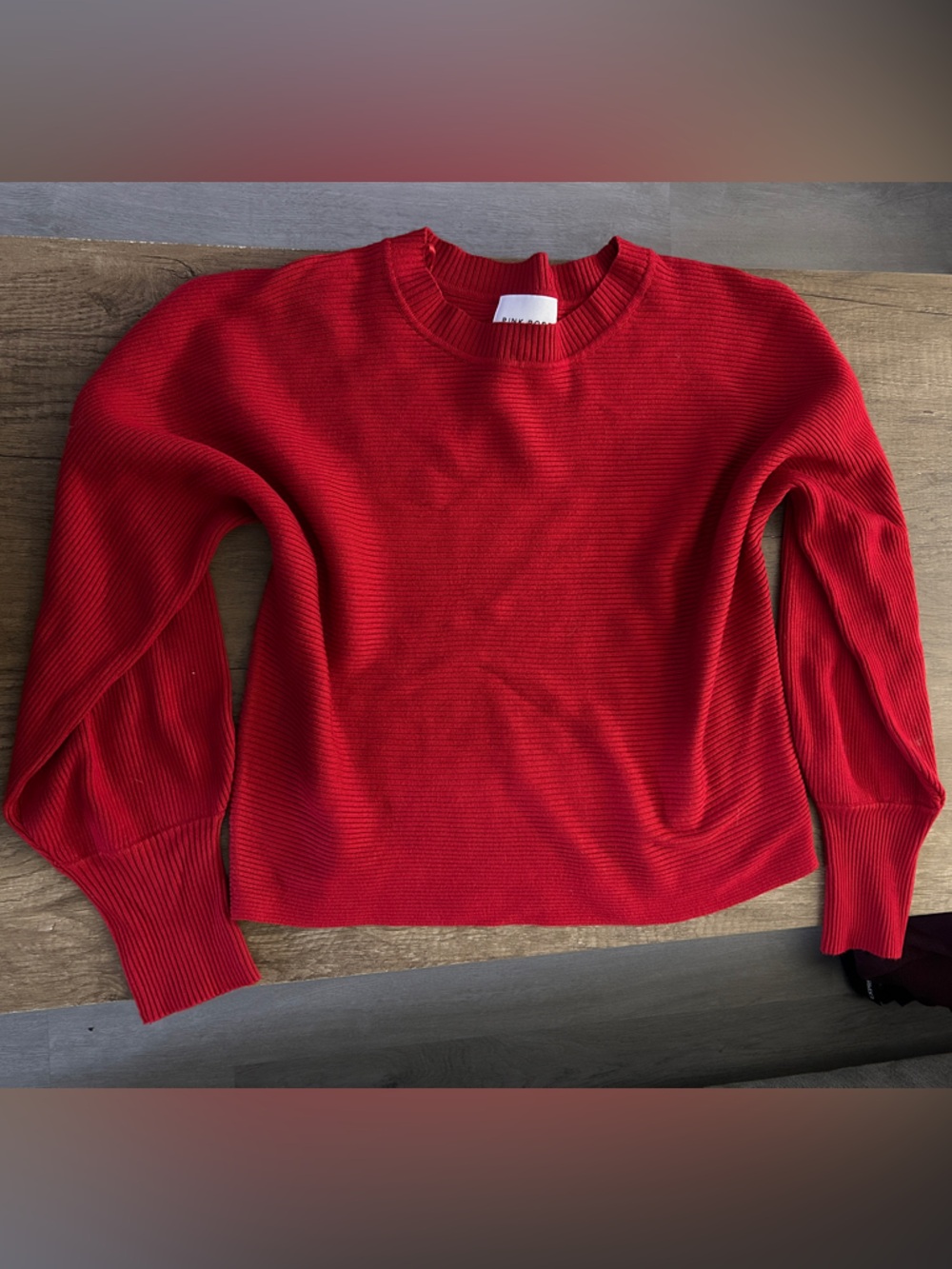 Pink Rose Women’s Pullover Red Ribbed Crewneck Sweater Size Large